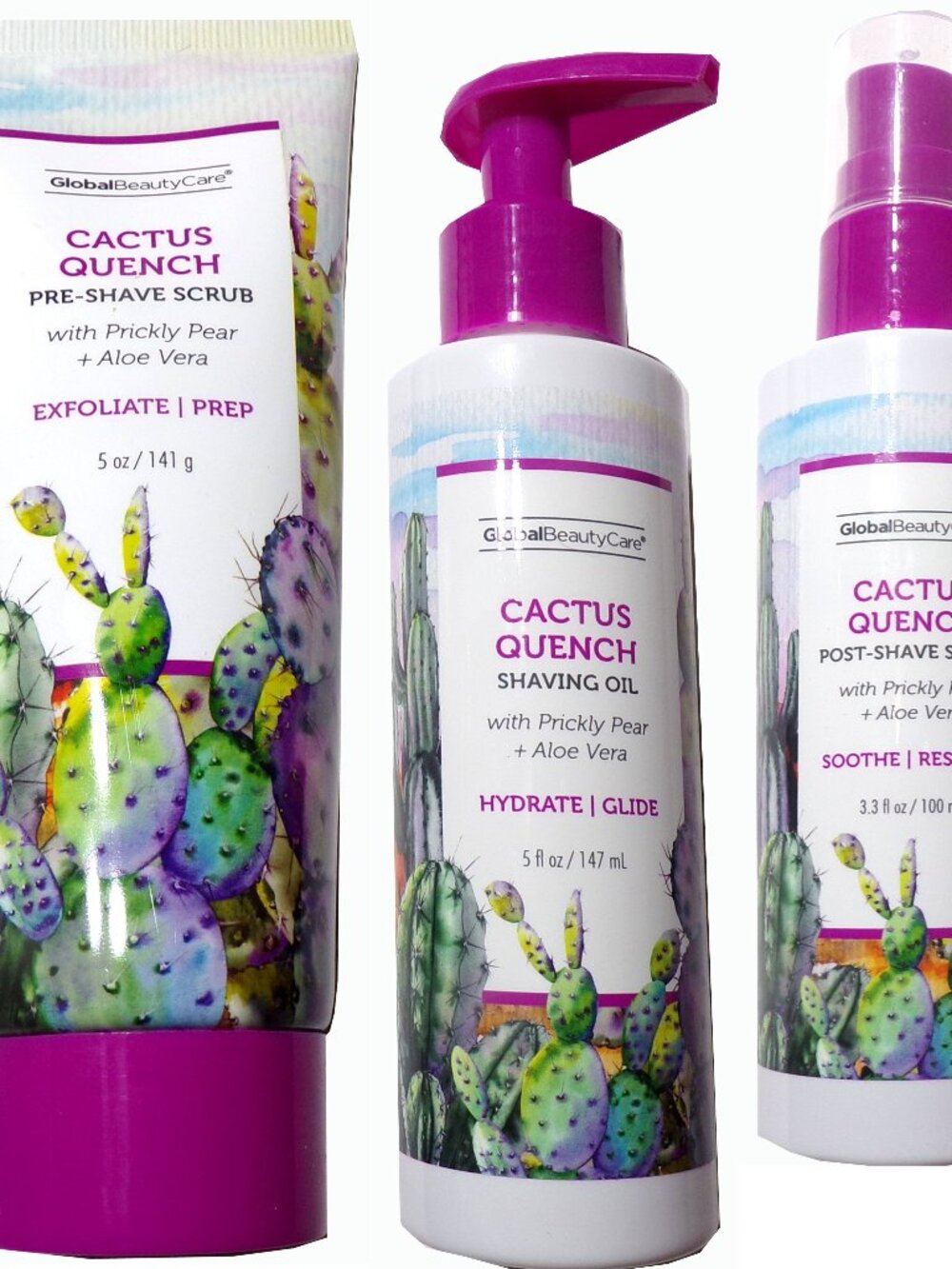 Global Beauty Care Cactus Quench Shaving Set (3-Piece Collection)